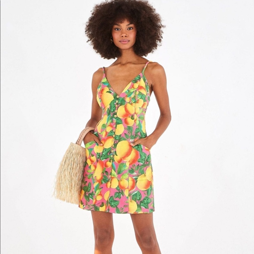 Farm Rio Orange Sunset Mini Dress NWT XL